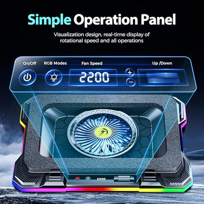 AICHESON Gaming Laptop Cooling Pad with Powerful Cooler Fans | RGB Lighting and Phone Holder for 15-19 inch Laptops and PC Computers