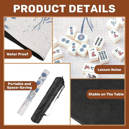 Mahjong Mat 31.5" x 31.5" Watercolor Farmhouse Flower Motif Hand Painted Earthy Whimsical Non-Slip Noise Reduction Mahjong Tiles Table Cover for Dominoes Poker Card Board and Tile Games - color: Color1