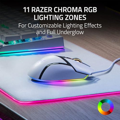 Razer Basilisk V3 Customizable RGB Wired Ergonomic Gaming Mouse, White | Fastest Gaming Mouse Switch, Chroma RGB Lighting, 26K DPI Optical Sensor, 11 Programmable Buttons, HyperScroll Tilt Wheel - color: White