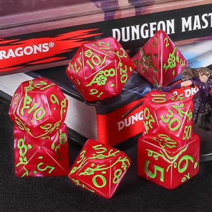 CiaraQ Polyhedral Dice Set - DND Role Playing Dice | Acrylic RPG Dice for Dungeons and Dragons MTG Table Games, Multicolor, 42pcs - color: Red/Black/Green/White/Blue/Gray