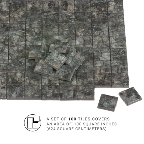 Dollhouse Miniature Paving Stones, Model Tiles | Set of 50 pcs for Fairy Gardens and Tabletop Terrain, REDUCIO! - color: Dungeon Floor Tiles