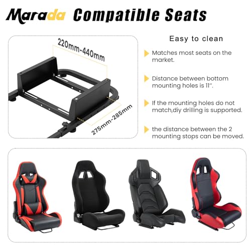 Marada Racing Simulator Cockpit Fit for Logitech G25 G27 G29 G920, for FANTEC CSL DD, for Thrustmaster T500 T3PA TGT, Adjustable Racing Wheel Frame Wheel, Shifters Seat and Pedals Not Include