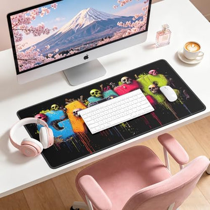 Large Gaming Mouse Pad, XL Desk Protector, Non-Slip Base | 31.5x15.7 in Extended Desk Mat with Stitched Edges for Keyboard, Work, Game, Office, Home PC and Laptop - color: Gamer Art