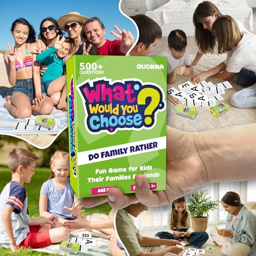 QUOKKA Board Games for Kids 8-12 – Family Games for Kids and Adults – What Would You Choose – 500+ Questions – Does Family Rather – Fun Card Game for Families and Teens - color: 2. Family Edition