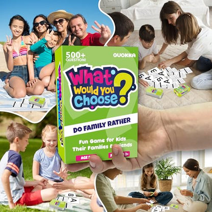 QUOKKA Board Games for Kids 8-12 – Family Games for Kids and Adults – What Would You Choose – 500+ Questions – Does Family Rather – Fun Card Game for Families and Teens - color: 2. Family Edition