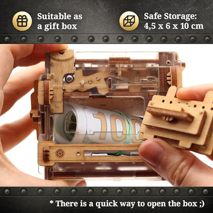 iDventure aMAZEing Safe, Money Puzzle Box for Adults, Box for Cash Gift | Mini Safe Brain Teaser, Money puzzle box for cash gift, Birthday Gift, Hidden Compartment, 3D Puzzle for Adults, Piggy Bank