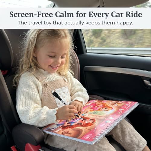 Fun Search and Find Books for Kids 3-5 - Cute Road Trip Game w Magical Scenes for Girls 4-8 w Princess, Unicorn & Mermaid - Essential Travel Activity w Markers for Hours of Fun on Car Rides & Planes