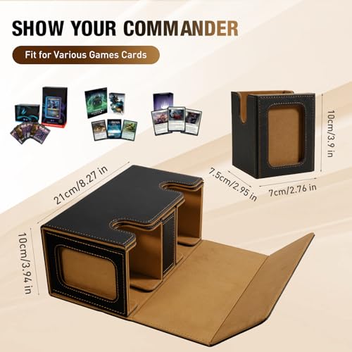 TiMOVO MTG Deck Box, Magnetic Trading Card Storage Case, Black Gold | Holds 400+ Sleeveless Cards, 4 Dividers & Dice Tray, 2 Detachable Commander Card Deck Boxes, For Magic Game Cards - color: Black Gold