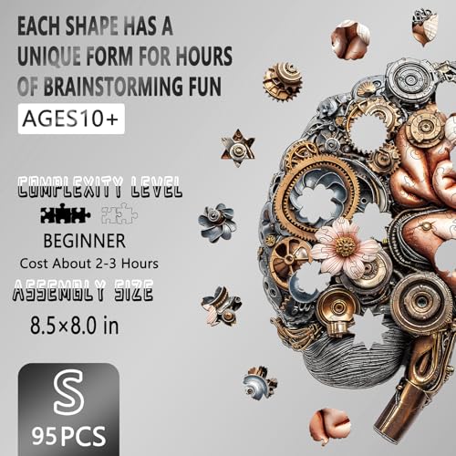 Wooden Puzzles for Adults, Mechanical Brainstem Wooden Jigsaw Puzzles, Flat Puzzle with 3D Visual Effect, Brain Wood Puzzles Adult, Unique Shape Wall Art Canvas Puzzle (S-8.5 * 8.5in-95Pcs) - color: Mechanical Brainstem, size: Small