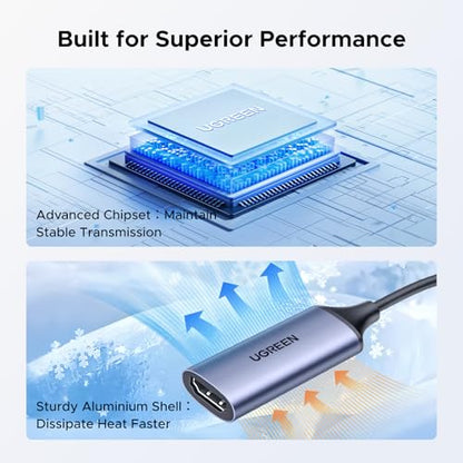 UGREEN Full HD 1080P Capture Card 4K HDMI to USB 2.0 HDMI Video Capture Card USB-A/USB-C Audio Recording for Gaming, Streaming, Teaching Compatible with Switch 2/Xbox/PS4/PS5/Camera