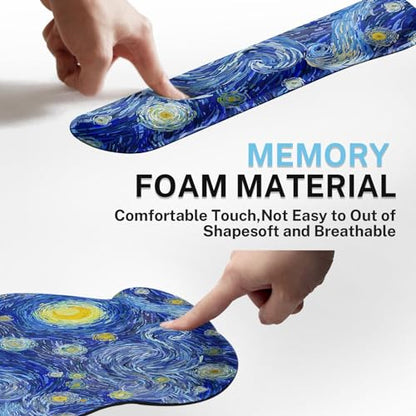 Ergonomic Mouse Pad Set with Wrist Rest, Abstract Night Sky | Starry Galaxy Non-Slip Rubber Base Wrist Cushion Support and Coasters Mousepad with Wrist Support for Computer Keyboard - color: Abstract the night sky
