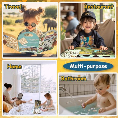 3-Pack Reusable Sticker Books for Toddlers 2-4 Years, Vehicles Truck, Animals & Farm Jelly Activity Stickers for Boys Girls Road Trip Airplane Train Travel Essentials Toy for Kids Birthday Gifts