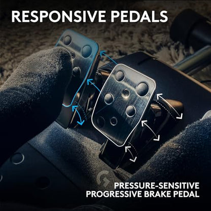 Logitech G923 Racing Wheel and Pedals for Xbox X|S, Xbox One and PC Featuring TRUEFORCE up to 1000 Hz Force Feedback, Responsive Pedal, Dual Clutch Launch Control, and Genuine Leather Wheel Cover - style: Xbox|PC