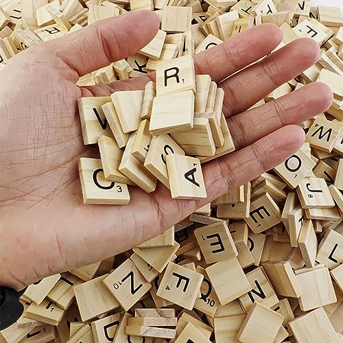 GXXMEI 1000PCS Wooden Letter Tiles, A-Z Capital Letters for Crafts, Spelling, Replacement Tiles for Crossword Game