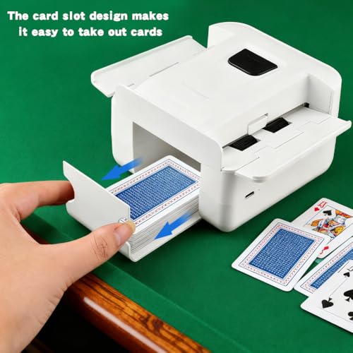 Automatic Card Shuffler, Rechargeable & Portable 1-2 Deck Electric Shuffler for Playing Uno, Phase 10, Blackjack, Casino Poker Games with Card Holder