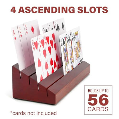 LotFancy Playing Card Holder for Kids, Adults, Seniors, 2 Pack, Wooden | Wooden Card Holders for Playing Cards, Family Card Game Nights, Canasta, Poker Parties, Hands Free, 4 Slots - style: 2 Holders