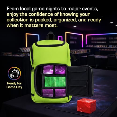 BCW Spectrum TCG Backpack | Holds 7–9 Prism Deck Cases | Configurable Storage for Cards & Gear | Playmat Strap & Side Pocket | Durable & Travel-Friendly Design | Radioactive Green - color: Radioactive Green