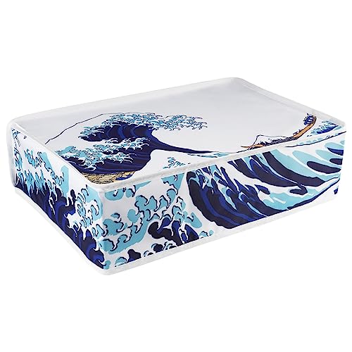 PlayVital Nylon Horizontal Dust Cover for ps5, Soft Neat Lining Dust Guard, Anti Scratch Waterproof Cover Sleeve for ps5 Console Digital Edition & Disc Edition - The Great Wave - color: The Great Wave