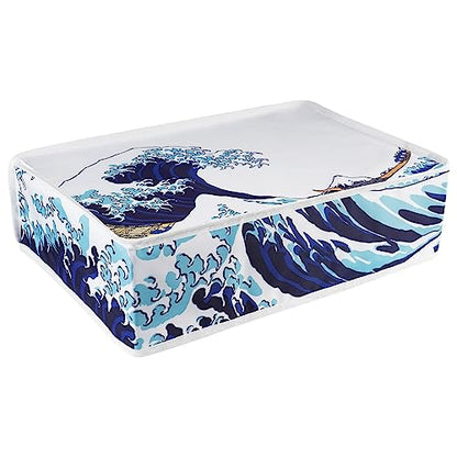 PlayVital Nylon Horizontal Dust Cover for ps5, Soft Neat Lining Dust Guard, Anti Scratch Waterproof Cover Sleeve for ps5 Console Digital Edition & Disc Edition - The Great Wave - color: The Great Wave