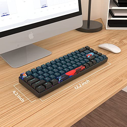65% Mechanical Keyboard Wired Linear Red Switch RGB Backlight | 65 Percent 68-keys Compact Layout Gaming Keyboard TKL Ultra-Compact Mini RGB Backlit - color: 68 Monster/Red Switch