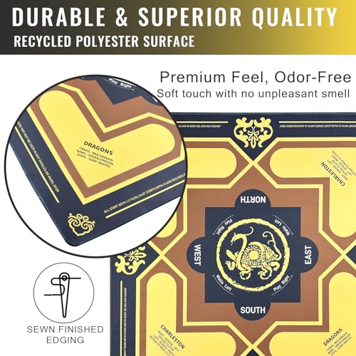Mahjong Mat with Rules 31.5" x 31.5" Non-Slip Noise Reduction, American Mahjong Mat for Table with Bag, Waterproof Mah Jongg Mat for Poker, Playing Cards, Dominoes, Board & Tile Games - color: Black Tortoise