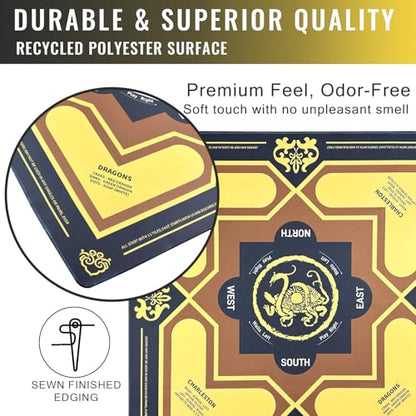 Mahjong Mat with Rules 31.5" x 31.5" Non-Slip Noise Reduction, American Mahjong Mat for Table with Bag, Waterproof Mah Jongg Mat for Poker, Playing Cards, Dominoes, Board & Tile Games - color: Black Tortoise