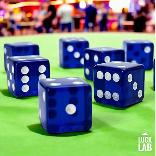 Luck Lab 10 Piece 19 mm Dice Pack - Acrylic and Translucent D6 Dice, Square w/Rounded Edge for Casino, Craps, RPG MTG DND Dice Table Games and Board Games (Blue) - color: Blue
