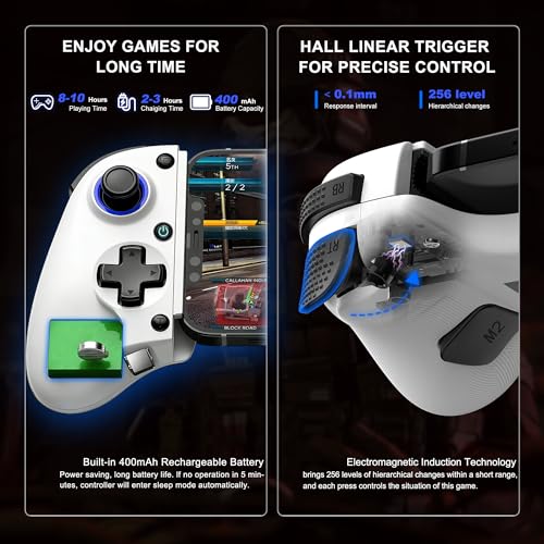 Megadream Mobile Gaming Controller for iPhone/Android/PC - iPad/Tablet (Up to 11in) - Cloud Game - NS-Switch|Swith 2 - Turn Your Phone into a Gaming Console - PS5/Xbox Remote Play Streaming, Call of Duty, Roblox, Turbo, White - color: White