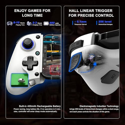 Megadream Mobile Gaming Controller for iPhone/Android/PC - iPad/Tablet (Up to 11in) - Cloud Game - NS-Switch|Swith 2 - Turn Your Phone into a Gaming Console - PS5/Xbox Remote Play Streaming, Call of Duty, Roblox, Turbo, White - color: White
