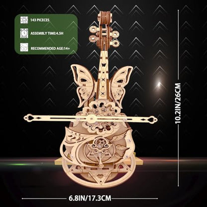 3D Puzzle Wooden Model Kits for Adults - DIY Cello Music Box Mechanical Jigsaw Puzzles Construction Craft Kits for Adult Age 14+ Years Old - style: Cello