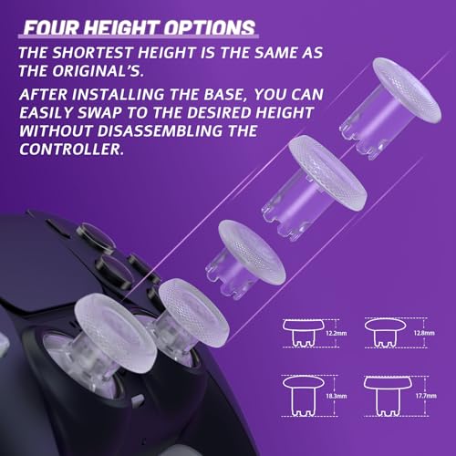 eXtremeRate ThumbsGear V3 Interchangeable Ergonomic Thumbsticks for PS5 Controller, Replacement Analog Thumb Sticks for PS4 Controller - 4 Height Adjustable Convex & Concave Grip Joysticks - Clear - color: Clear