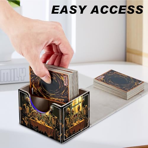 Magnetic Closure TCG Deck Box Portable Card Holder Trading Card Deck Box | PU Leather Collectible Card Case Game Trading Card Deck Box Storage Scratch Resistant Lining, Skeleton People Party - color: Skeleton People Party