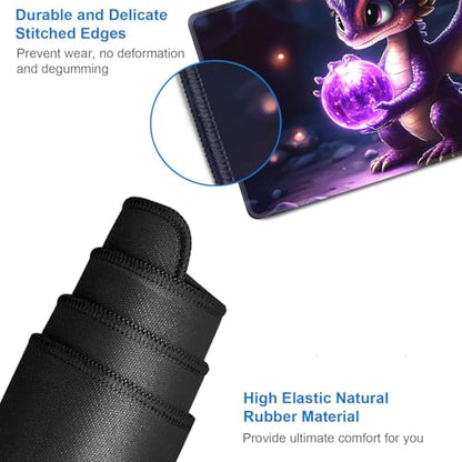 for MTG Game Playmat - 24 x 14 inches with Dices and Storage Bags, Non-Slip Base for TCG and Board Game Card Mats, Trading Card Games Mat, Baby Dragon in Crystal Ball Pattern Collectible Card Playmats - color: Jv-playmat-p7-1-g183