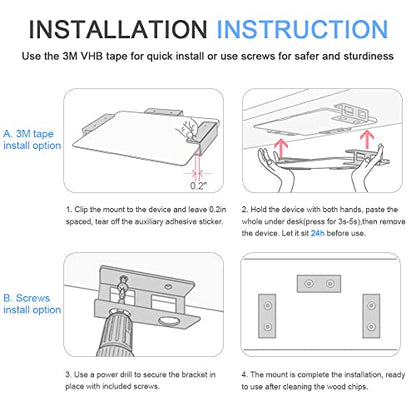 IFCASE Under Desk Laptop Mount & Headphone Holder with Adhesive & Screw, Hard Aluminum Under Table Desk Holder for Laptop, Mac mini, MacBook Pro (Silver) - color: Silver