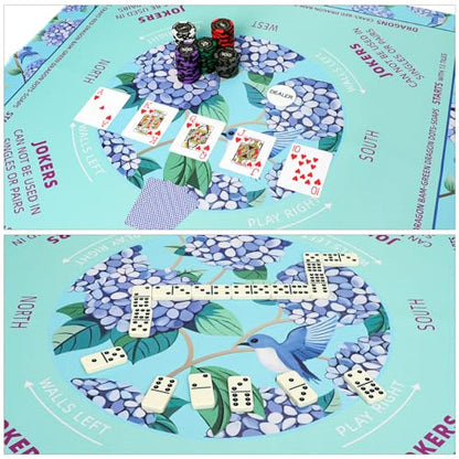 Green Mahjong Learning Mat (33” x 33”) with Black Carrying Bag, Anti-Slip, Noise-Reducing Mahjong Mat for Table, Board Games, Tile Games and Cards - color: Green