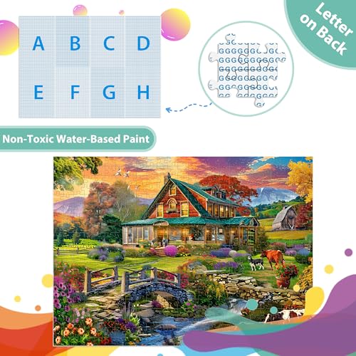 Jigsaw Puzzles for Adults 500 Pieces, Country Life Puzzle Interlock Perfectly Letter on Back No Dust, Challenging Puzzle Home Decor Birthday Party Gift Toy for Men Women Olders Seniors (21 x 15 in) - style: Country Puzzle