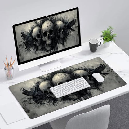 Ghost Skull Fog Desk Pad Mouse Pad Dark Skull Crow XL Mouse Pad Large Mousepad Extended Laptop Keyboard Mat Gaming Desk Pad Mouse Mat 31.5"x11.8" Office Computer Keyboard Laptop Home - color: Ghost Skull Fog_009, size: 11.8" x 31.5"
