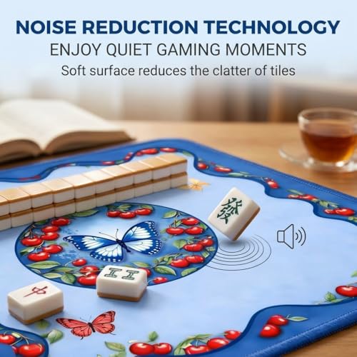 Mahjong Mat for Table, Rubber Neoprene Mahjongg/Mah Jongg Table Mat & Cover – Non-Slip Anti-Slip Plain Noise Reducing Gaming Mat Mahjong, Poker, Card Games, Board Games & Dominoes
