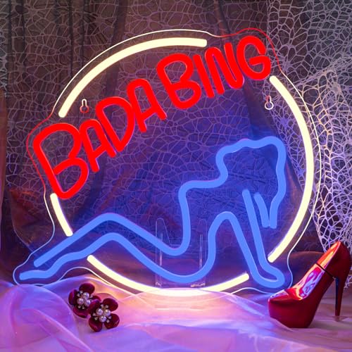 Bada Bing LED Neon Signs Sopranos Merch Wall Light for Bar Club Party Decor | 14.6in*12.6in,USB powered,Five level brightness adjustment,For wedding,dancing party,bar,Valentines' Day,Birthday Party - color: Bada Bing Girl