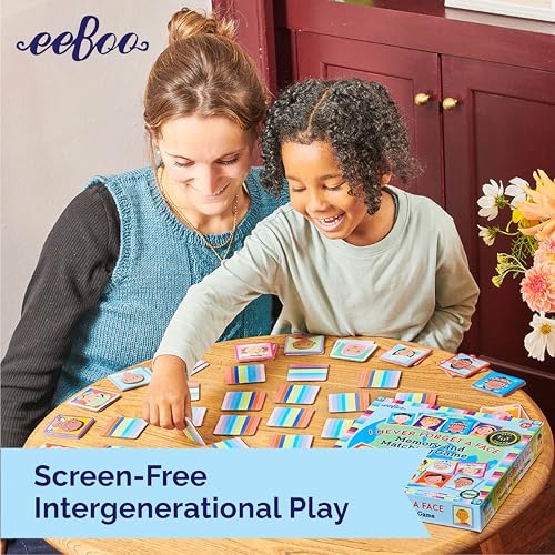 eeBoo I Never Forget a Face Memory & Matching Game, Ages 3+ for 1-4 Players | Game sharpens recognition, concentration & memory skills. Includes 48 tiles, 24 pairs. Engaging play for the whole family - style: I Never Forget a Face