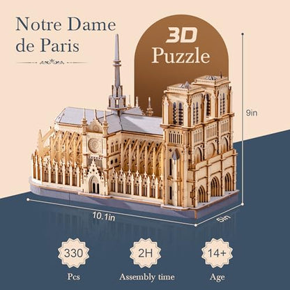 Rowood 3D Puzzles for Adults,Wooden Architecture DIY Model Kit Building Set for Adults, Notre-Dame de Paris Cathedral and Castle Collection,Birthday for Women Friends - style: Paris Cathedral