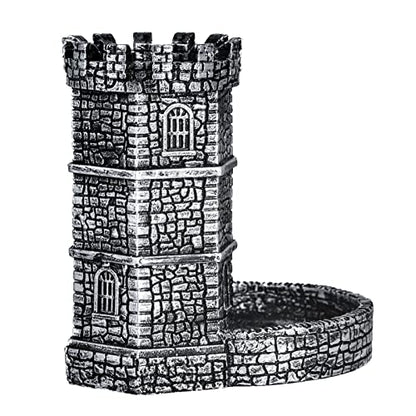 Castle DND Dice Tower, Dice Rolling Tower for Role Playing Games | Ancient Silver, Resin Material, D&D Accessory, DM Gift, Dungeons and Dragons RPG Board Games Tabletop Games - color: Nickel-silver