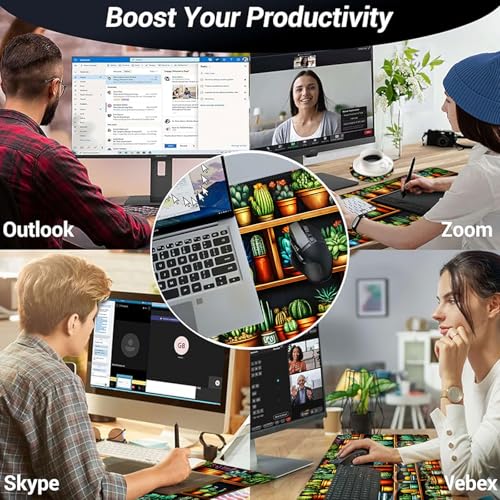 Large Mouse Pad and Keyboard Wrist Rest, Desk Pad for Keyboard and Mouse, 4-in-1 Large Gaming Mouse Pad with Wrist Support, Desk Mat for Home Office Study Game,Cactus and Succulents - color: Cactus and Succulents