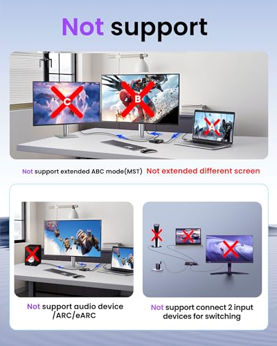 avedio links 8K HDMI Splitter 1 in 2 Out w/ 4ft 8K Hdmi Cable, Mirror Only | Not Extended Display, 4K@120Hz HDMI 2.1 Splitter for Monitor, TV, Support HDCP2.3, 48Gbps, VRR, ALLM, Dol-by Vision & Atmos