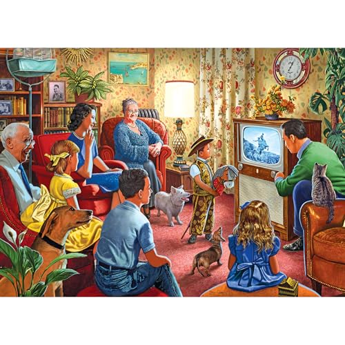 RoseArt - Back to The Past - Family Night Television - 1000 Piece Jigsaw Puzzle for Adults - style: Family Night Television