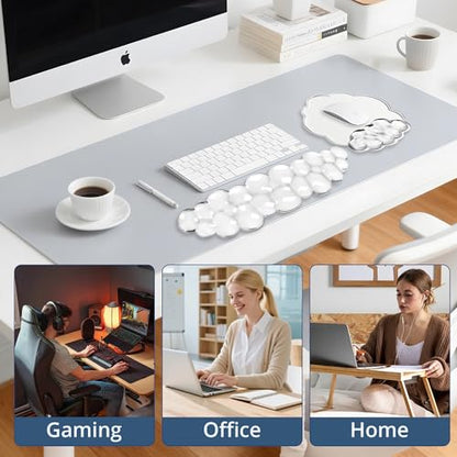 Keyboard Wrist Rest Set — Ergonomic Cloud Gel Wrist Rest Keyboard and Mouse Pad, Non-Slip Desk Accessories for Office and Home（White）