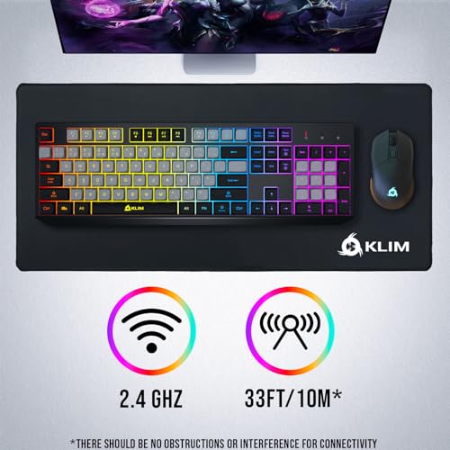 KLIM Chroma Wireless Keyboard – RGB Backlit Gaming, Rechargeable Battery, PC Keyboard, Durable & Water-Resistant, Compatible with PS4, PS5 & Mac - Black - color: Grey black