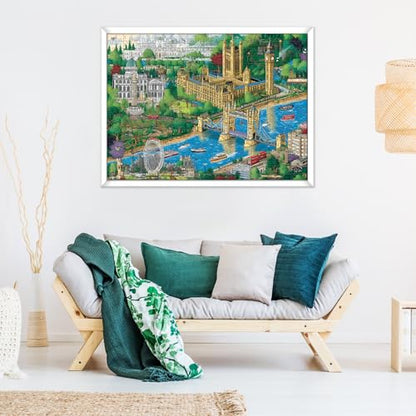 Jigsaw Puzzle 500 Piece for Adults,Unique Colorful London City View Puzzles | Charming England Puzzles Letter on Back,Nterlock Perfectly Frameable,Fun Challenging Perfect Birthday Party Gifts, 20.5x15 In - style: England town