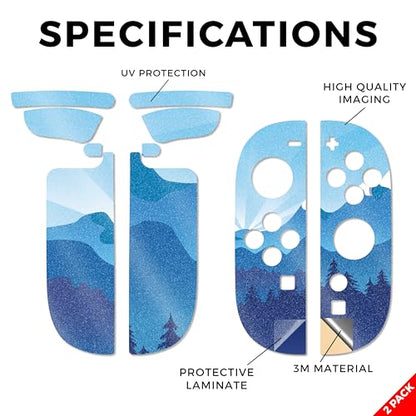 Glossy Glitter Gaming Skin Compatible With Nintendo Switch 2 Joy-Con Controller 2 Pack - Blue Mountains - Premium 3M Vinyl Protective Wrap Decal Cover - Easy To Apply Crafted in the USA by MightySkins - color: Blue Mountains, size: 2 Pack of Joy-Con Skins