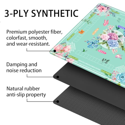 mahjong mat for table with Drawstring Bag/31.5Inch/american mahjong table cloth with rules mats,Noise Reduction Anti-Slip game mat for table,for Mahjong/Poker/Board Games/Card Games/Dominoes (blue) - color: Light Green